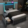 Graues Jugendbett mit Stauraum: LED-Licht, USB-C Produktbild-Vorschau 11
