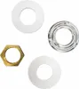 A collection of plumbing parts, including washers and a nut, arranged on a white background. Produktbild-Vorschau