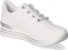 A white sneaker with silver accents and a platform sole is shown from a side angle against a white background. Voir les images du produit