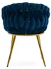 Geflochtener Stuhl ROSA GOLD in Marineblau mit goldenen Produktbild-Vorschau 12