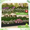 A split image showing a garden before and after the installation of a lawn edge. The top image depicts an unkempt garden, while the bottom image shows a neat and tidy garden with the lawn edge installed. Produktbild-Vorschau