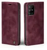 A product shot of a burgundy flip phone case, shown from two angles. Produktbild-Vorschau