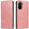 A pink leather flip phone case for a Xiaomi Redmi A5 is shown from two angles. Produktbild-Vorschau