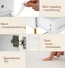 A collage of close-up images highlighting different features of a white vanity table. Voir les images du produit