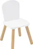 A white children's chair with wooden legs is shown against a white background. Náhled obrázku produktu