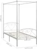 A white metal canopy bed frame with dimensions shown. Anteprima dell’immagine prodotto