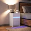 vidaXL Nočný stolík s LED svetlami biely materiál na báze Náhľad obrázku produktu 5