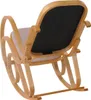 Rear view of a wooden rocking chair with beige upholstery. Náhľad obrázku produktu