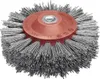 A wire brush with a red hub and gray bristles, shown against a white background. Náhled obrázku produktu