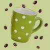 Joli set de 4 tasses à café en céramique 250 ml, uni à pois Voir les images du produit 4