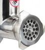 Close-up view of the front of a stainless steel meat grinder. Produktbild-Vorschau