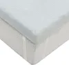 A close-up view of a white mattress topper with a textured surface, sitting on top of a white mattress. Náhled obrázku produktu