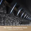 Close-up abstract view of a cleaning device's bristles and blades, with text overlays. Produktbild-Vorschau