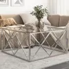 vidaXL Couchtisch Silbern Edelstahl und Hartglas Produktbild-Vorschau 2