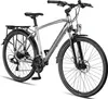 A silver and black trekking bicycle is shown against a white background. Produktbild-Vorschau