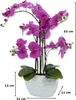 Kunst-Pflanze Orchidee ovaler Topf weiß hochglanz und lila Produktbild-Vorschau 5