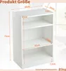 A white bookcase with dimensions indicated by orange lines and text. Podgląd zdjęcia produktu
