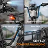 A collage of four close-up images highlighting different features of an electric bicycle. Produktbild-Vorschau
