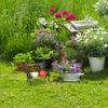 Relaxdays Mini Blumenbank, Gusseisen & Holz, Blumenständer Produktbild-Vorschau 2