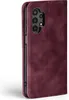 A close-up side view of a burgundy flip-style phone case for a Samsung Galaxy A23 5G. Produktbild-Vorschau