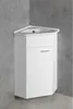 A white corner vanity unit with a sink is shown against a grey textured wall. Anteprima dell’immagine prodotto