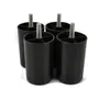 Four black furniture feet with threaded bolts on a white background. Voir les images du produit