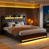 A modern bedroom with a bed, nightstand, and city view at night. Náhľad obrázku produktu