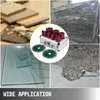 A collage of images showing different applications of cutting tools, including stone, marble, glass, and concrete, with a central image of a diamond drill bit set and saw blades. Voir les images du produit