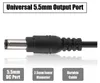 Close-up of a DC power connector with descriptive text boxes below. Produktbild-Vorschau
