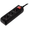 A black power strip with three outlets and a red switch is shown against a white background. Anteprima dell’immagine prodotto