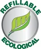 A circular logo with a green leaf in the center, surrounded by green text that reads "REFILLABLE ECOLOGICAL". Podgląd zdjęcia produktu