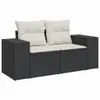 vidaXL 7-tlg. Garten-Sofagarnitur mit Kissen Schwarz Poly Produktbild-Vorschau 3