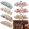 Damen Mode Blume Blatt Kristall Strass Haarspange Clip Produktbild-Vorschau 2