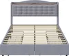 Boxspringbed - 160 x 200 cm, grijs, linnen en metaal, met Productafbeelding-voorbeeld 6