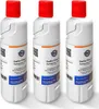 Three white refrigerator water filters with red caps are arranged side-by-side against a white background. Produktbild-Vorschau