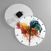 Wanduhr - Rund - Glasuhr - Hahn Ilustration Tier Farben - Produktbild-Vorschau 2