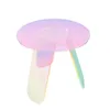 A small, round, iridescent side table with three legs, shown from a diagonal angle against a white background. Anteprima dell’immagine prodotto