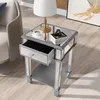 Vrygle Tavolino da Notte Specchiato Argento con Cassetto e Anteprima dell’immagine prodotto 7