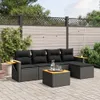 6-tlg. Garten-Sofagarnitur mit Kissen Schwarz Poly Rattan Produktbild-Vorschau 1