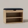 A shoe cabinet with a padded seat on top, against a plain background. Podgląd zdjęcia produktu