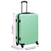 A mint green hard-shell trolley with dimensions indicated by text overlays. Anteprima dell’immagine prodotto