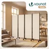 VOUNOT® Paravent Raumteiler 4 Teilig auf Rollen Freistehend Produktbild-Vorschau 2