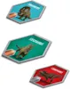 Three hexagonal cards with images of dinosaurs and their names. Náhľad obrázku produktu
