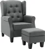 Sillón con reposapiés, color gris, tapizado en tela, Vista previa de la imagen del producto 1