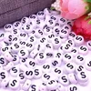 Perles pour lettres, 30 pièces, 4x7 mm, blanc avec noir, Voir les images du produit 1