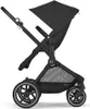 A black Cybex Eos Lux stroller shown from the side against a white background. Voir les images du produit