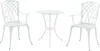 A white aluminum bistro set with a round table and two chairs, presented on a white background. Produktbild-Vorschau