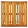 A close-up view of a wooden C-table with vertical slats. Náhled obrázku produktu