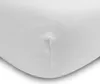 A close-up view of the corner of a white fitted sheet. Produktbild-Vorschau