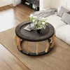 Rattan-Runder Couchtisch 90 cm – Vintage-Design in Produktbild-Vorschau 6